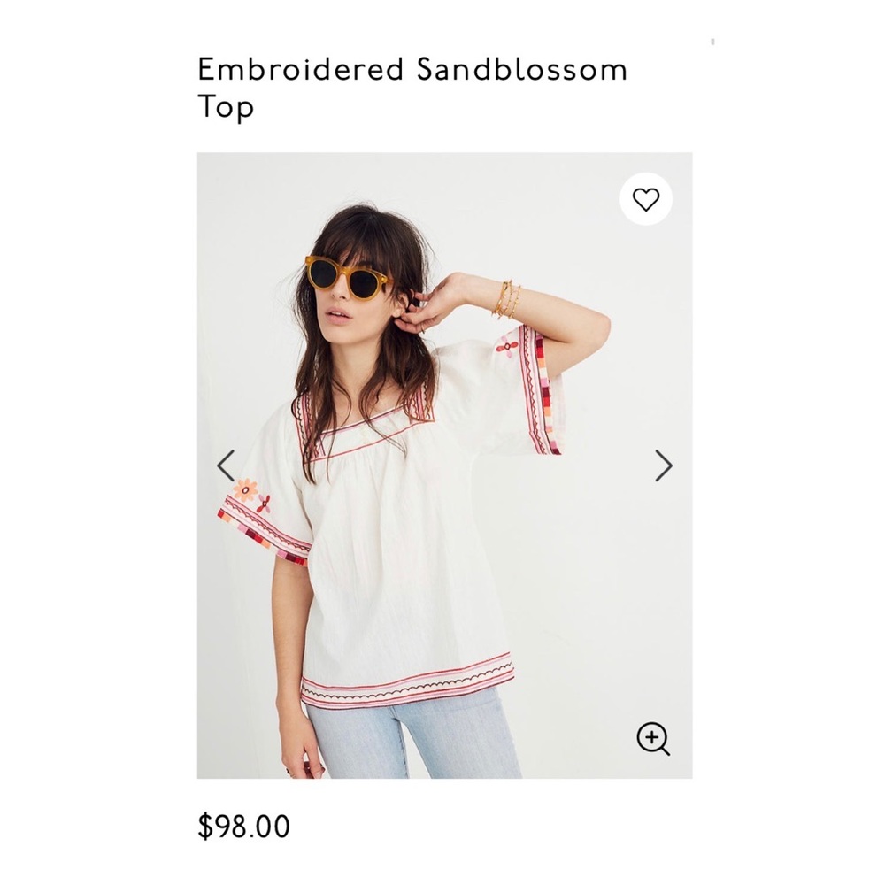 Madewell Sandblossom embroidered top NWOT